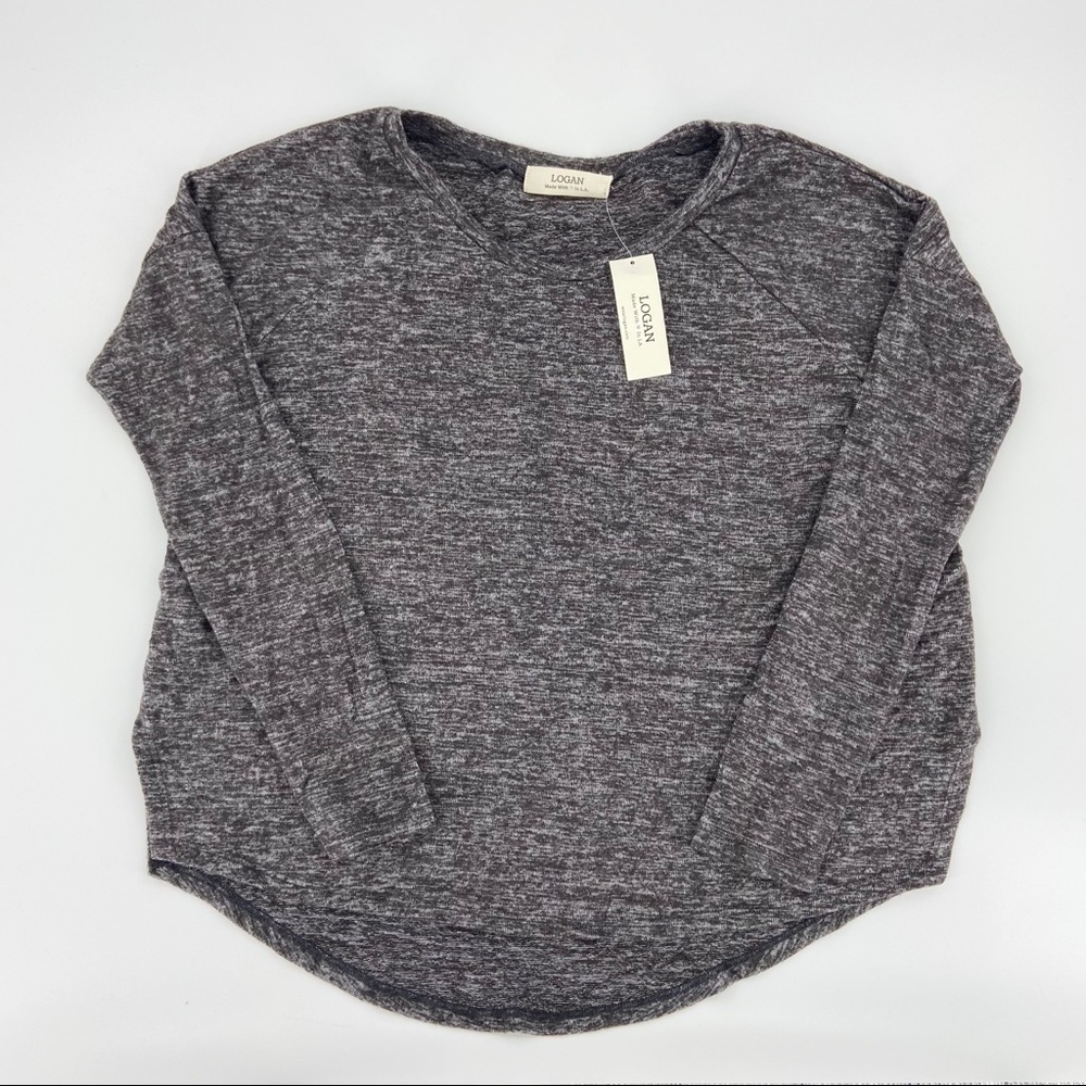 LOGAN Grey Oversized Split Seam Athleisure Top